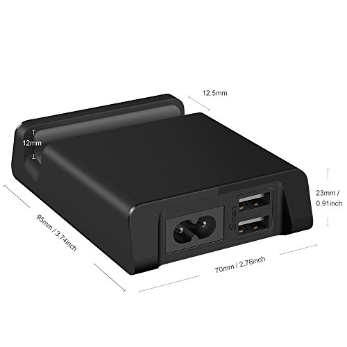 EasyAcc® 3.4A 17W Ladestation Handyhalterung mit 2 USB Anschlüsse und 1 Nut -Schwarz - 6