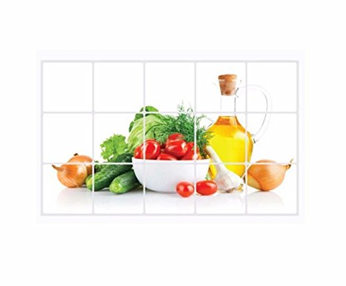 Tonsee 45 × 75 cm Oilproof Fett proof Küche Wand Aufkleber Obst Muster Küche Aufkleber Aluminium Folie Wand Aufkleber Wand Dekor - 5