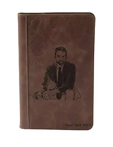 Karmanah Personalized Photo Engraved Leather Diary Cover, engrave a Message and a Photo (Dark Brown)