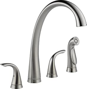 Delta Faucet Pilar 2 Handle Widespread Kitchen Sink Faucet With