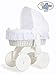 **BRAND NEW LUXURY WHITE WICKER CRIB / MOSES BASKET / BASSINET WITH HOOD, SOLID WHITE WOODEN BASE, WHITE WITH LACE BEDDING SET + BRITISH MADE MATTRESS