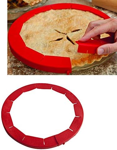 Altsommer 🔥Newest Adjustable Pie Circle,Adjustable Silicone Pie Crust Shield Silicone Fit 8.5Inch - 11.5Inch Rimmed Dish Baking Tools (red)