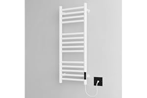 Greened House Scaldasalviette Elettrico Riscaldato a Secco in Acciaio Inossidabile Bianco 300mm x 720mm