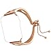Produktbild Qianyou Watch Armband 38mm Edelstahl, Uhr Armband Metall Vintage Retro Ersatzarmband Metall Armbänder mit Einstellbares Seil Kompatibel für Apple Watch Series 3/2/1,Sport,Edition,Nike+,S Stil-Rose