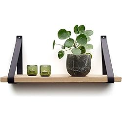 Brute Strength Lot de 2 Supports d'étagères en Cuir véritable Noir