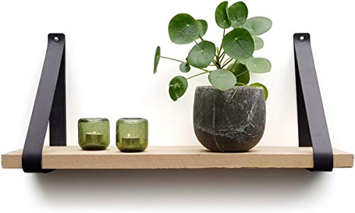 Brute Strength Lot de 2 Supports d'étagères en Cuir véritable Noir