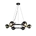 Produktbild SHAN LED 18W Vintage Industrie Design Pendelleuchte 6 Flammig Winkel Schwenkbar Verstellbares Schwarz Rund Metall Pendellampe Retro Elegante Hängeleuchte Höhenverstellbar Ø65CM Esszimmer