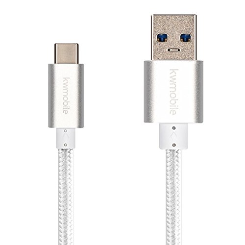 kwmobile USB 3.1 Type-C Kabel - USB 3.1 Typ C zu USB 3.0 Nylon Ladekabel Datenkabel 100cm in WeiÃŸ - Typ-C Kabel fÃ¼r Smartphone Tablet Laptop
