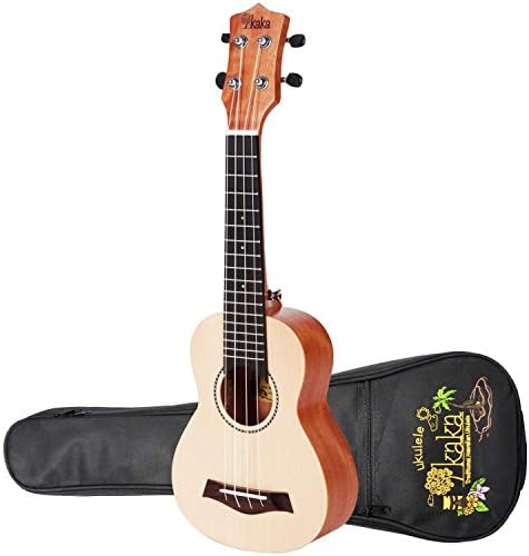Kaka KUS-26D Soprano Ukulele Solid Engleman Spruce Top With Gig Bag Spare Aquila Strings Tuner Polishing Cloth And Belt