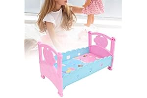 ZERODIS Doll Bed Toy, Simulation Doll Bed Cribs Furniture Mini Princess Doll Bed Baby Play House Toys Accessories