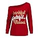 Produktbild Damen Weihnachten Pullover Langarmshirt Brief Druck Sweatshirt Frauen Anker Weg von der Schulter Shirt Off Shoulder Oberteile Tops Cute Hemd Mantel Christmas Fashion Pulli Elegante T-Shirt Bluse