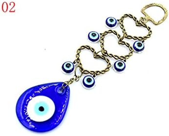Peili Turkish Blue Evil Eye Hamsa Hand Car Wall Hanging Decoration Ornament (heart-shaped)