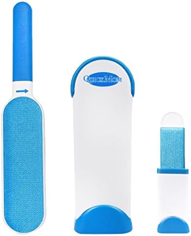 Pet Hair Lint Remover Reusable Fur Removers with Self-Cleaning Base Double-Sided Brush Removing Dog Cat Hair From Clothing, Furniture - Travel &amp; Home Style (Blue&amp;White)