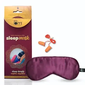 Friends of Meditation 100% Mulberry Silk Sleep Mask, Super Smooth Sleep Mask and Blind Fold (Purple) with Free Ear Plug (Maroon)