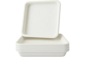 Home Garden Ornaments Plato Maceta Cuadrado 24x24cm Blanco Juego de 5 – Duradero Platos Macetas Plastico - Platos para Macetas para Exteriores e Interiores (24x24cm, Blanco)