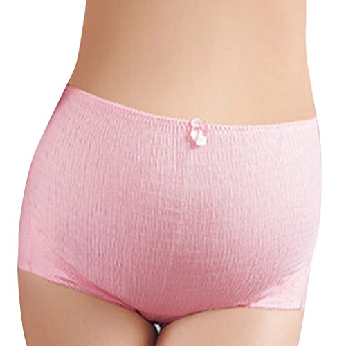 DEHANG Women Ladies Pleated High Waist Cotton Maternity Panties Size M - Pink