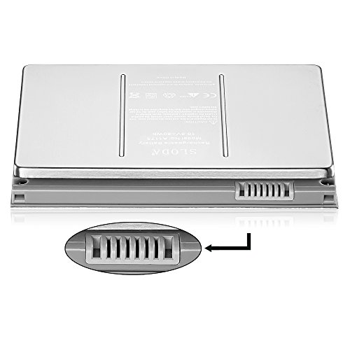 SLODA Laptop Ersatz Akku für Apple Unibody Macbook Pro 15″ 2006 bis Anfang 2008 Version A1175 A1211 A1226 A1260 A1150 15 Zoll Macbook Pro 1,1 2,2 3,1 4,1 Tragbares Notizbuch Batterie Aluminium Gehäuse Als Original [Li-Polymer 10.8V 5500mAh] - 4
