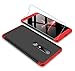 Produktbild Nokia 6 2018 Hülle 360 Grad Rote Schwarz Ultra Dünn Alles Inklusive Schutz 3 in 1 PC Telefon Cover Case +Frei Hartglas Glasfilm Schutzfolie JOYTAG-Rote Schwarz