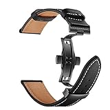TianranRT Schwarz Schmetterling Schnalle Leder Handgelenk Uhr Strap Band Schwarzer Lederarmband für Apple Watch 4 (Schwarz, 44MM)