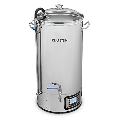 Klarstein Mundschenk XXL Kit de brassage à bière cuve inox • 8 pièces pour un brassage simple à domicile • Ecran LCD intuitif • Panneau de commande tactile • Grande cuve pouvant accueillir jusqu'à 50L de moût • Affichage de l'étape de mac…