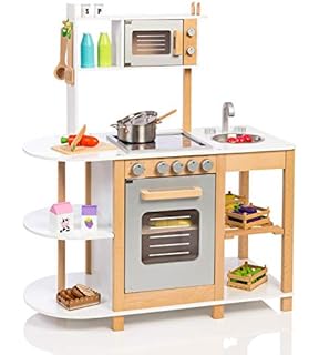 Kinderkuche Spielkuche Holzkuche Inkl Funktionierender Spule Hohe 98 Cm X Breite 65 Cm X Tiefe 35 Cm Von Elka 7931 Amazon De Spielzeug