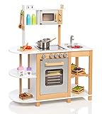 Modernes Design Unbekannt Kinderküche aus Holz (Weiß-Silber) Spielküche für Kinder