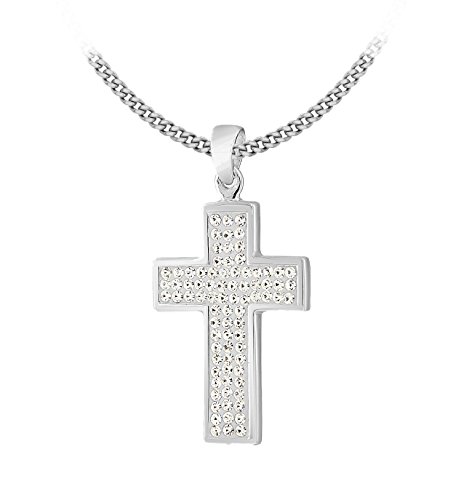 Tuscany Silver Damen Rolokette Mit Anhänger Sterling Silber Kristall Set Kreuz 46cm/18zoll