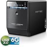 FANTEC QB-35US3-6G Externes 4-fach Festplattengehäuse (für den Einbau von 4x 8,89 cm (3,5 Zoll) SATA I/II/III Festplatten, USB 3.0 SUPERSPEED und eSATA Anschluss, 6G Support, 80 mm Lüfter temperaturgeregelt) schwarz
