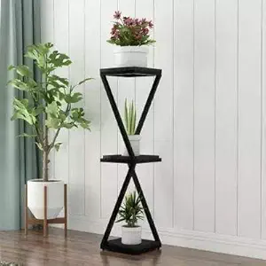 Sparkenzy HD 3 Tier Indoor Plant Stand for Living Room | Flower Pot Tall Stand | 20mm Pipe | Wooden Board