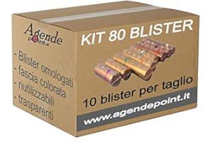 AGENDEPOINT.IT Kit80 Blister Contenitori Per Monete Euro 80 Pezzi Assortiti 10 Pezzi Per Taglio In Plastica Trasparente
