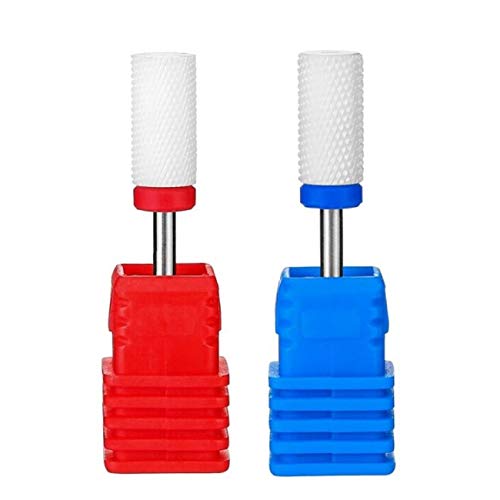 Natury Nails Set di frese in ceramica rossa e blu per tornio per unghie Punta per trapano in ceramica. Manicure, pedicure, smalto semipermanente, cuticole, unghie acriliche e gel.