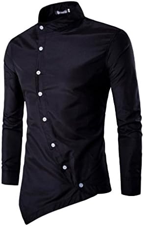 Bestoppen Men's Shirts Blue,Fasion Mens Winter Autumn Long Sleeve Button Open Front Tops Jumpers Stand Collar Tees Casual Cotton Blouse Shirt (Black, M)