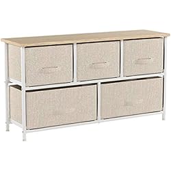 soges 5 tiroirs Table de Nuit Commode avec Meuble de Rangement,système de Classification Pratique pour la Chambre à Coucher,Beige,106-BM-N