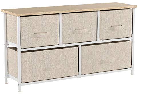 soges 5 tiroirs Table de Nuit Commode avec Meuble de Rangement,système de Classification Pratique pour la Chambre à Coucher,Beige,106-BM-N