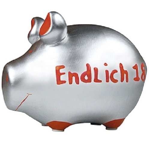 Sparschwein Endlich 18 KCG Spardose Kleinschwein - Versandkostenfrei