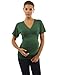 PattyBoutik Mama V Neck Crossover Empire Waist Short Sleeve Ruched Maternity Top (Green 8/10)