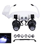 Aumentos: 25 x 6 lentes diadema prismáticos lupa gafas lupa 2 LED Lupa Linterna LED lupa de microscopio joyería reparación de relojes