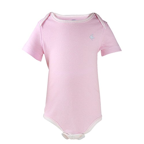 Baby Vest Short Sleeved, miSafes Baby Grow Bodysuits Entire Piece Envelope Neck for Baby Newborn Unisex Boys Girls Pink Stripe Sizes Available 0-3 Months