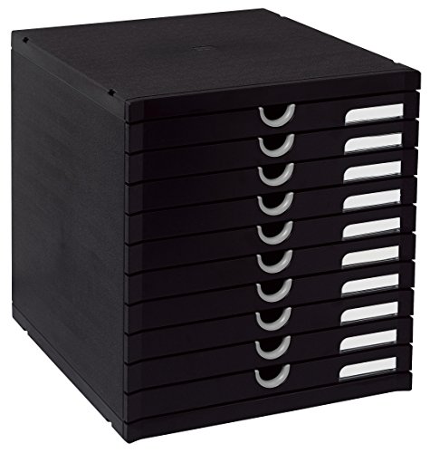 Exactive Examodulo 5, 10 Closed Drawers, 347x288x320mm - Black/Metallic Silver