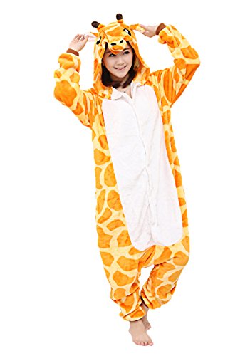 Yimidear® Unisex Cálido Pijamas para Adultos Cosplay Animales de Vestuario Ropa de dormir Halloween y Navidad(XL, jirafa)