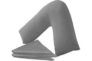Buzzbuy Funda de almohada en forma de V, 100% polialgodón, soporte ortopédico para espalda y cuello, para embarazo/lactancia, solo funda de almohada en V (gris)