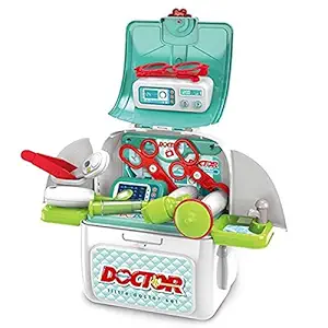 TACOFY Boys and Girls Plastic Simulation Props 3 in 1 Roleplay Medical Backpack Pretend Doctor Kit Toy Play Set for 3-8 Years Old, Multicolor