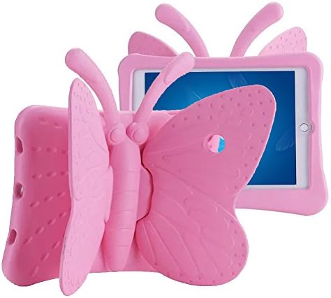 iPad Air Kids Case, SpiritSun 3D Lovely Butterfly Case Lightweight Durable EVA Cover Kids Friendly Stand Case Drop Protective Bumper for iPad Air/ Air 2/ iPad 9.7 2017/ iPad Pro 9.7 - Pink