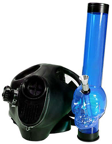 Acrílico Bong máscara rojo con cabeza de la madera 45 cm