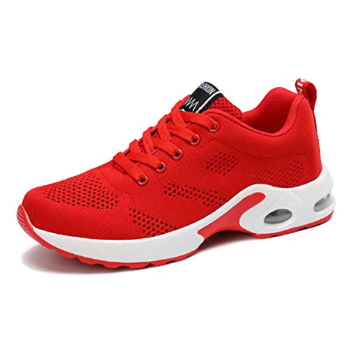 Lanchengjieneng Moda para Mujer Entrenador de Running de Aire Transpirable Jogging Fitness Sneakers Casual Walking Shoes Red EU 36
