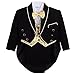 Dressy Daisy Baby Boys' Jacquard Waistcoat 5 Pieces Formal Tuxedo Suit With Tail Baptism Christening Outfit Size 12-18 Months Black Gold
