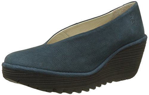 Fly London Yaz, Zapatos de Tacón con Punta Cerrada Para Mujer, Azul (Reef), 36 EU