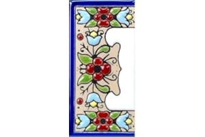 TORO DEL ORO Números para casas. Números y Letras en cerámica esmaltada, Pintados a Mano con la técnica de la cuerda seca. Nombres y direcciones. Mini Flor Azul 3,5 cms x 7,5 cms (Margen "CENEFA")