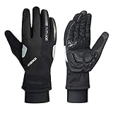 Inbike Guanti Antivento da Bici, Guanti Ciclismo Invernali Termici Impermeabile per Sport Invernali(Nero-Long,XXL)