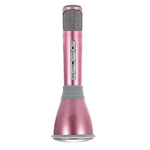 BEISTA Portátil Karaoke Micrófono Altavoz del micrófono 2 en 1 Home Karaoke Player (Rosa)